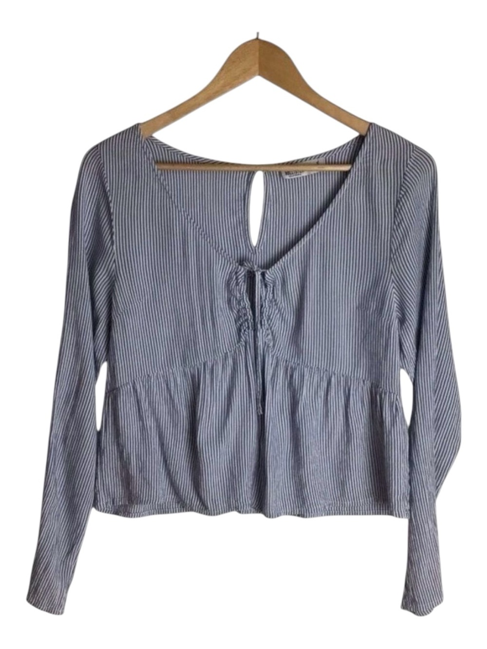 Hollister Baby Blue Blouse Lightweight Summer Spring Boho cowgirl woven western